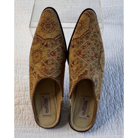 Matisse Sheryl Woven Tapestry Mule Boho Shoes Size 7M Leather Sole - Picture 2 of 10